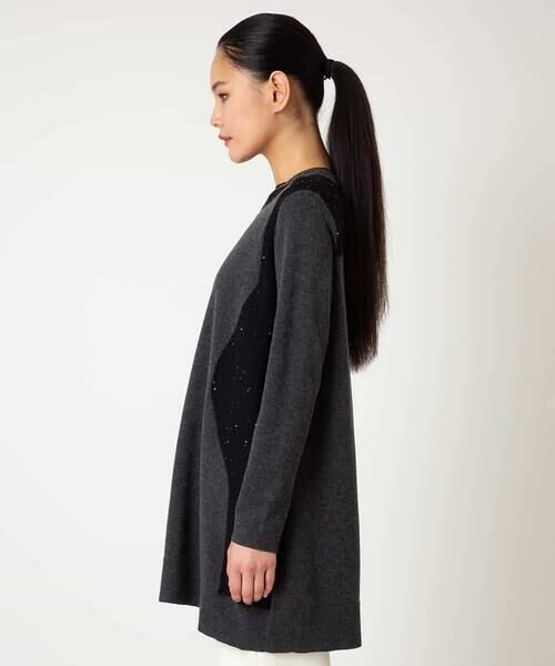 HIROKO BIS / ヒロコビス チュニック | 配色切り替えスパンコールニットチュニック | 詳細2