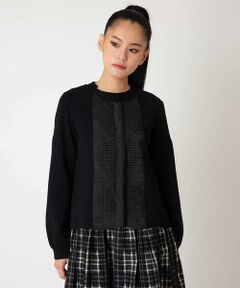 HIROKO BIS / ヒロコビス カーディガン・ボレロ | レースドッキングニットカーディガン