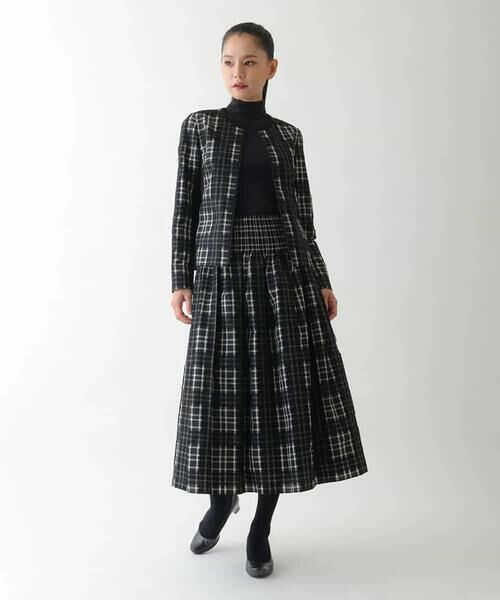 HIROKO BIS / ヒロコビス ロング・マキシ丈スカート | チェックジャカードシャーリングスカート | 詳細11