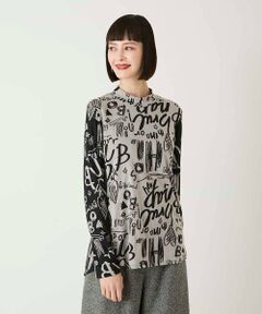 HIROKO BIS / ヒロコビス カットソー | アートロゴ総柄モックネックカットソー /洗える