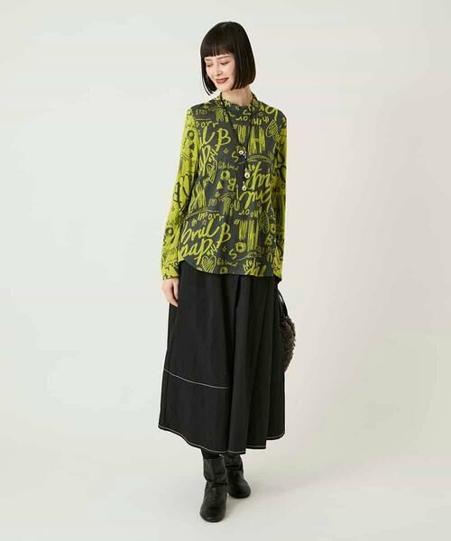 HIROKO BIS / ヒロコビス カットソー | アートロゴ総柄モックネックカットソー /洗える | 詳細13