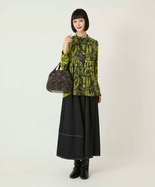 HIROKO BIS / ヒロコビス カットソー | アートロゴ総柄モックネックカットソー /洗える | 詳細14