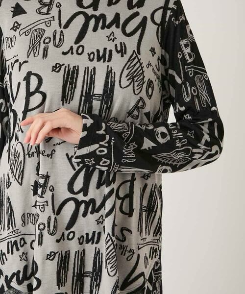 HIROKO BIS / ヒロコビス カットソー | アートロゴ総柄モックネックカットソー /洗える | 詳細4