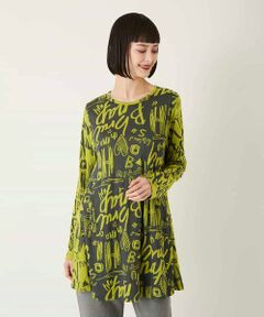 HIROKO BIS / ヒロコビス チュニック | アートロゴ総柄チュニックカットソー /洗える