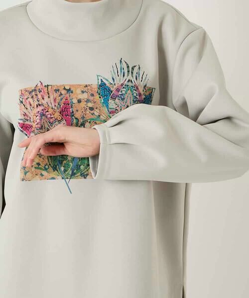 HIROKO BIS / ヒロコビス カットソー | 幾何アートフラワーボンディングプルオーバー /洗える | 詳細4