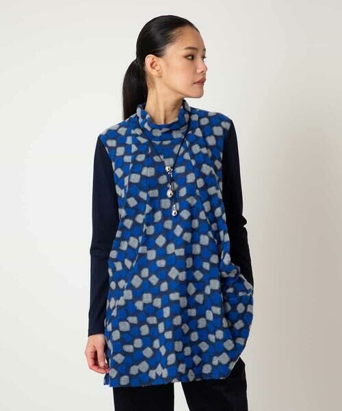 HIROKO BIS / ヒロコビス チュニック | 起毛ブロックサイド切り替えデザインチュニック /洗える | 詳細10