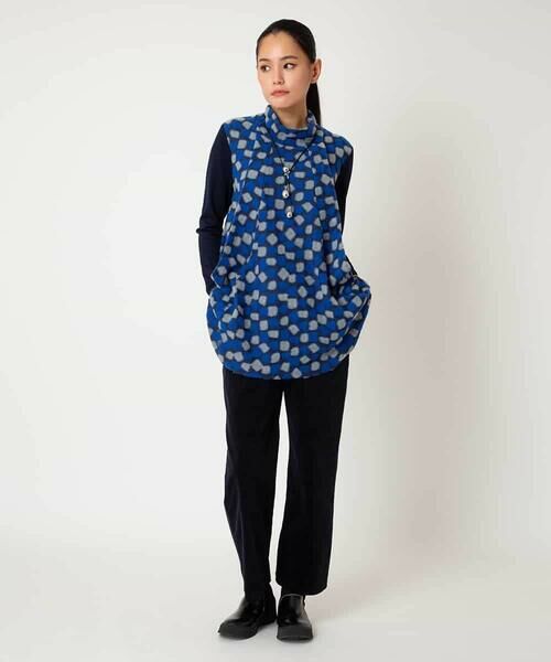 HIROKO BIS / ヒロコビス チュニック | 起毛ブロックサイド切り替えデザインチュニック /洗える | 詳細12