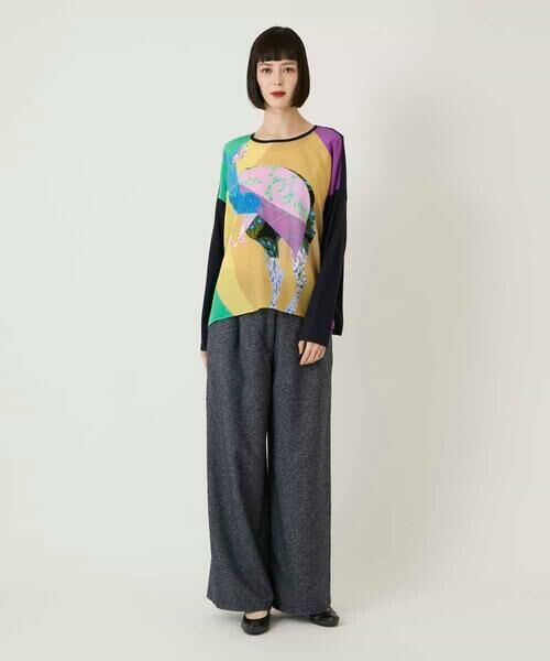 HIROKO BIS / ヒロコビス その他パンツ | ネップツイードワイドプルオンパンツ /洗える | 詳細12