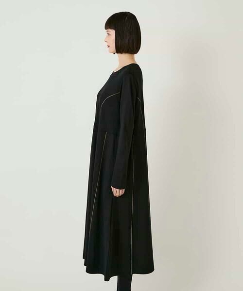 HIROKO BIS / ヒロコビス ロング・マキシ丈ワンピース | ラインアクセント切り替えデザインポンチワンピース /洗える | 詳細1