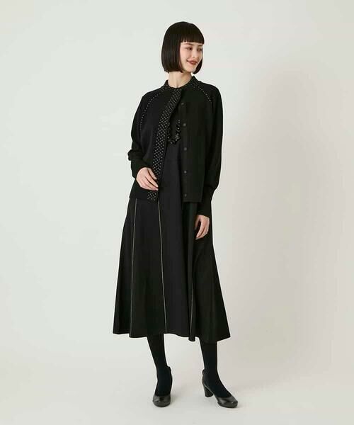 HIROKO BIS / ヒロコビス ロング・マキシ丈ワンピース | ラインアクセント切り替えデザインポンチワンピース /洗える | 詳細11