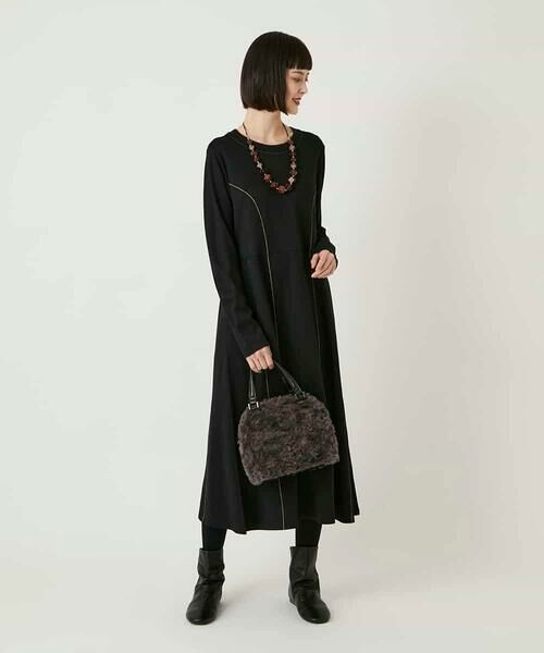 HIROKO BIS / ヒロコビス ロング・マキシ丈ワンピース | ラインアクセント切り替えデザインポンチワンピース /洗える | 詳細13