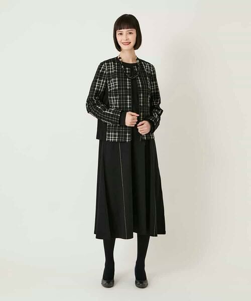 HIROKO BIS / ヒロコビス ロング・マキシ丈ワンピース | ラインアクセント切り替えデザインポンチワンピース /洗える | 詳細16