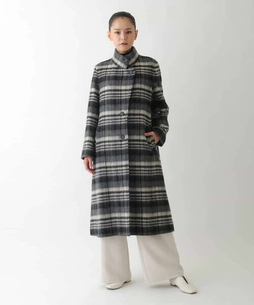 HIROKO BIS / ヒロコビス その他アウター | ウールシャギーチェック柄コート | 詳細10