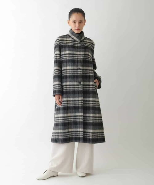 HIROKO BIS / ヒロコビス その他アウター | ウールシャギーチェック柄コート | 詳細11