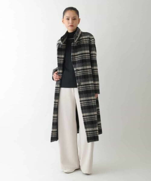 HIROKO BIS / ヒロコビス その他アウター | ウールシャギーチェック柄コート | 詳細14