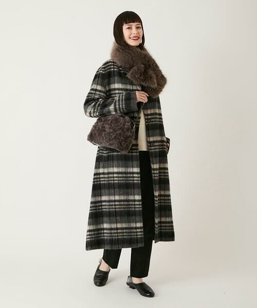 HIROKO BIS / ヒロコビス その他アウター | ウールシャギーチェック柄コート | 詳細18
