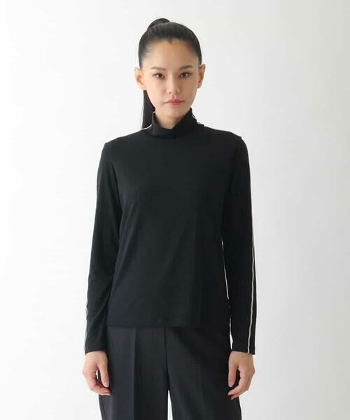 HIROKO BIS / ヒロコビス カットソー | 配色ラインハイネックインナートップ /洗える | 詳細10