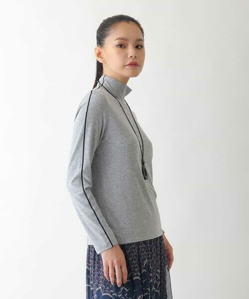 HIROKO BIS / ヒロコビス カットソー | 配色ラインハイネックインナートップ /洗える | 詳細9