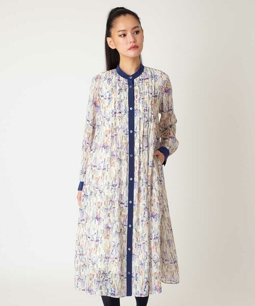 HIROKO BIS / ヒロコビス ロング・マキシ丈ワンピース | アイリスモチーフタックワンピース（アイボリー）