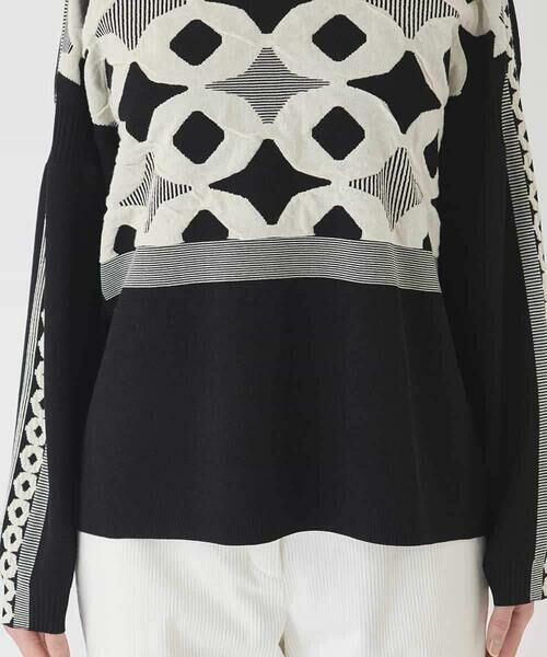 HIROKO BIS / ヒロコビス ニット・セーター | ジャカード×インターシャ幾何柄ニットプルオーバー | 詳細7