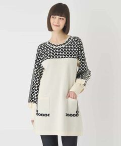HIROKO BIS / ヒロコビス チュニック | ジャカード×インターシャ幾何柄チュニック