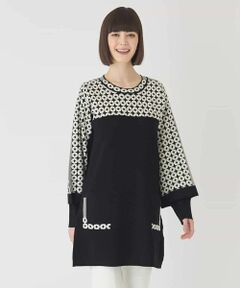 HIROKO BIS / ヒロコビス チュニック | ジャカード×インターシャ幾何柄チュニック
