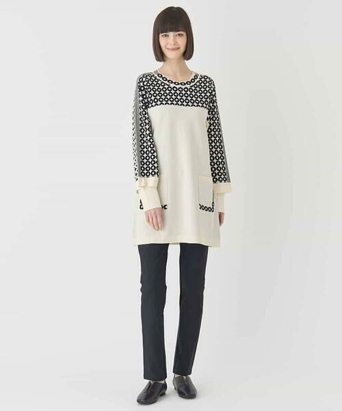 HIROKO BIS / ヒロコビス チュニック | ジャカード×インターシャ幾何柄チュニック | 詳細11
