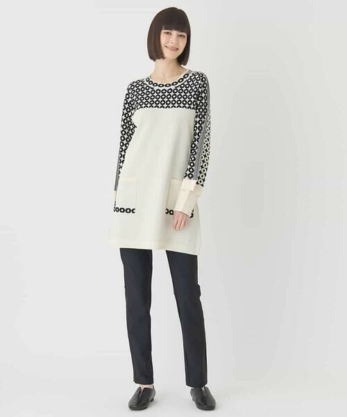 HIROKO BIS / ヒロコビス チュニック | ジャカード×インターシャ幾何柄チュニック | 詳細12