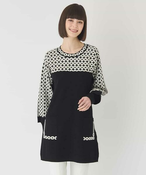 HIROKO BIS / ヒロコビス チュニック | ジャカード×インターシャ幾何柄チュニック | 詳細14