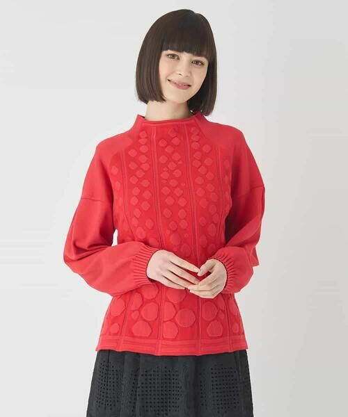 HIROKO BIS / ヒロコビス ニット・セーター | ボリュームスリーブドットジャカードニットトップ | 詳細9