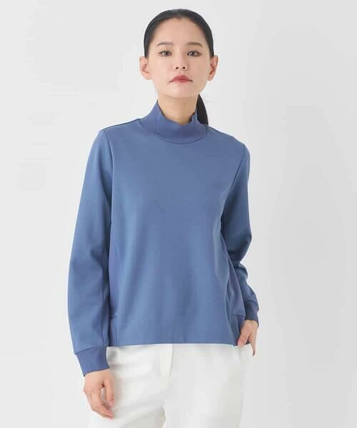 HIROKO BIS / ヒロコビス カットソー | 異素材切り替えハイネックプルオーバー | 詳細1
