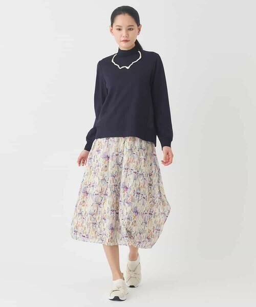 HIROKO BIS / ヒロコビス カットソー | 異素材切り替えハイネックプルオーバー | 詳細16