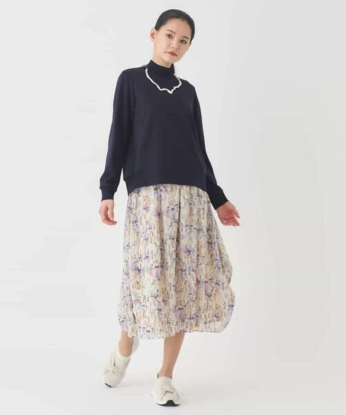 HIROKO BIS / ヒロコビス カットソー | 異素材切り替えハイネックプルオーバー | 詳細17