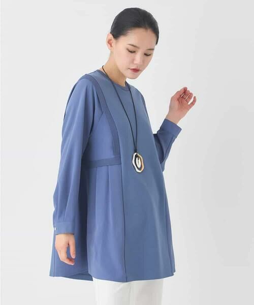 HIROKO BIS / ヒロコビス チュニック | 異素材切り替えチュニックプルオーバー | 詳細8