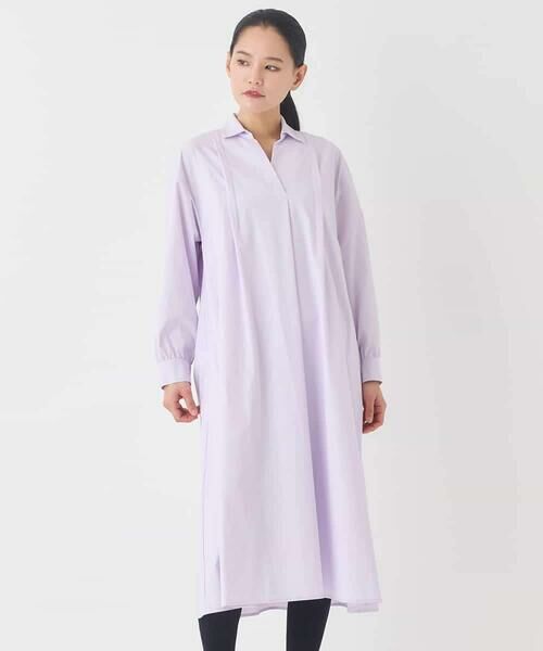 HIROKO BIS / ヒロコビス ロング・マキシ丈ワンピース | タイプライターシャツワンピース（ラベンダー）