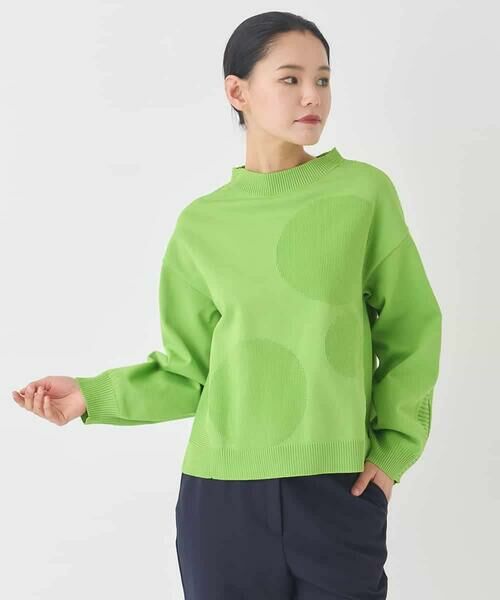 HIROKO BIS / ヒロコビス ニット・セーター | ドットジャガードニットプルオーバー（グリーン）