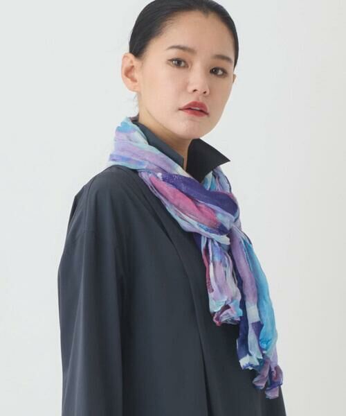 HIROKO BIS / ヒロコビス マフラー・ショール・スヌード・ストール | ワッシャープリントストール（ブルー）