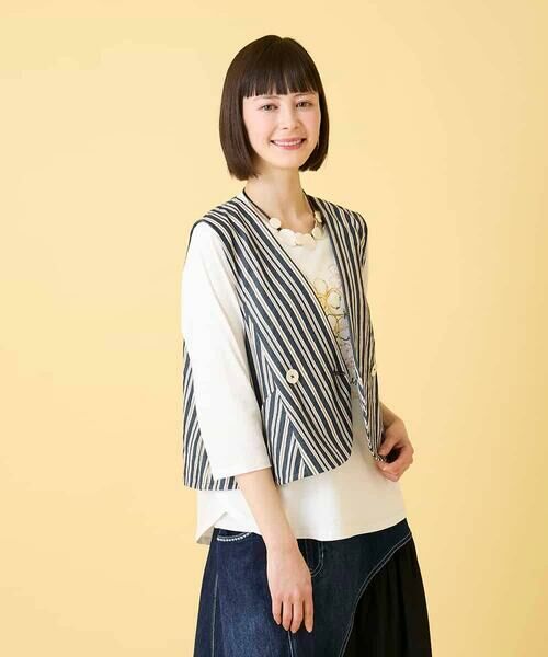 HIROKO BIS / ヒロコビス ベスト | ストライプショートジレ | 詳細11