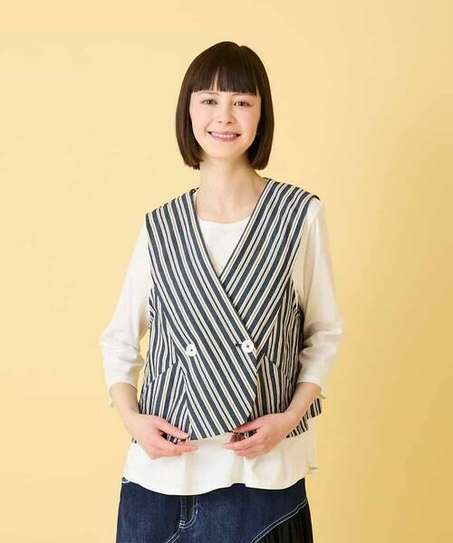 HIROKO BIS / ヒロコビス ベスト | ストライプショートジレ | 詳細12