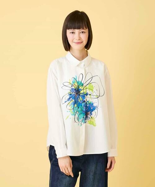 HIROKO BIS / ヒロコビス シャツ・ブラウス | ドローイングフラワーブラウス | 詳細10