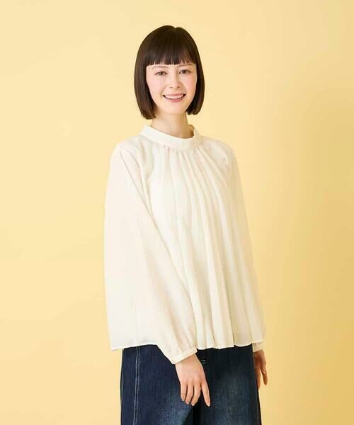 HIROKO BIS / ヒロコビス シャツ・ブラウス | スタンドカラーかまぼこプリーツブラウス | 詳細1
