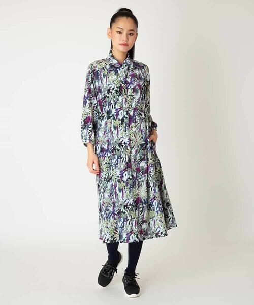 HIROKO BIS / ヒロコビス ロング・マキシ丈ワンピース | フラワープリントシャツカラーワンピース | 詳細9