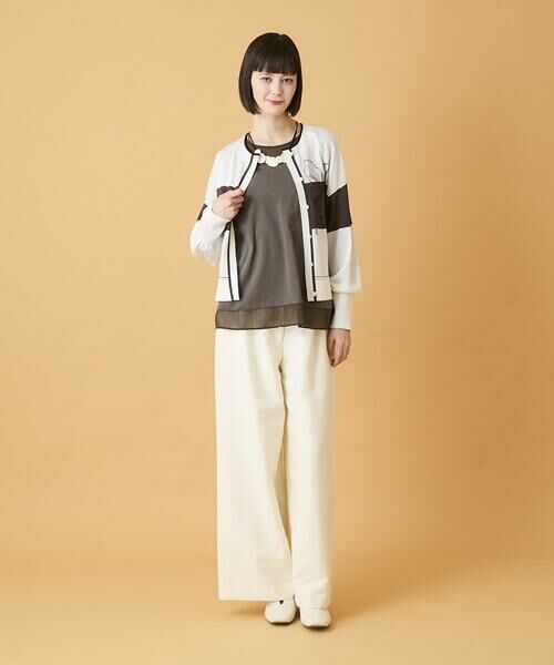 HIROKO BIS / ヒロコビス カーディガン・ボレロ | 花刺繍ブロッキングデザインカーディガン | 詳細15