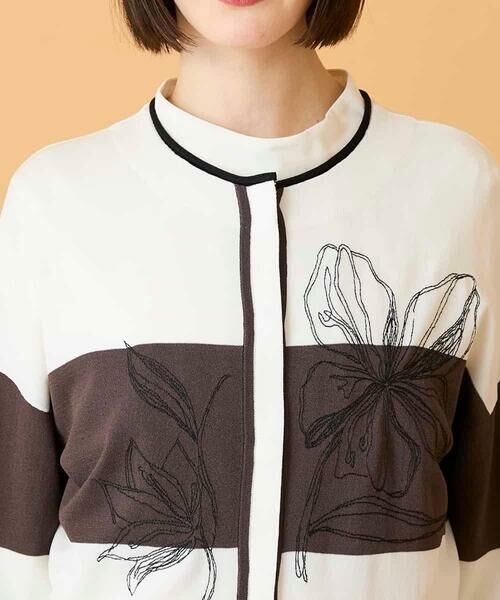 HIROKO BIS / ヒロコビス カーディガン・ボレロ | 花刺繍ブロッキングデザインカーディガン | 詳細4