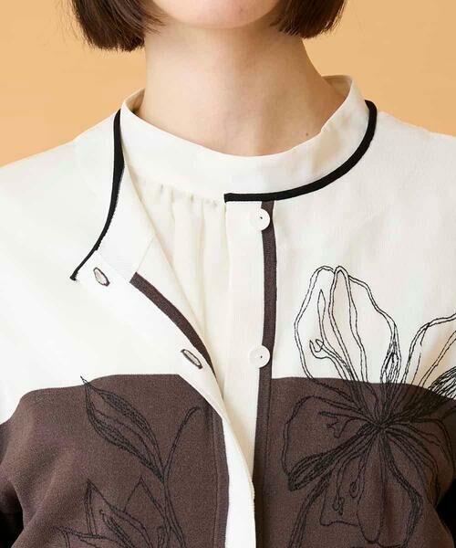 HIROKO BIS / ヒロコビス カーディガン・ボレロ | 花刺繍ブロッキングデザインカーディガン | 詳細6