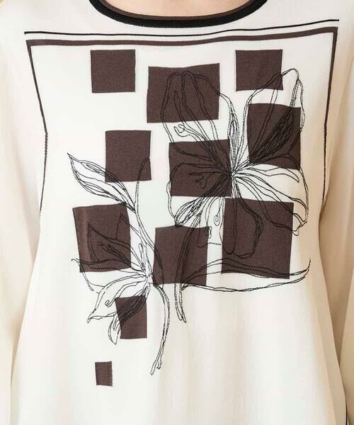 HIROKO BIS / ヒロコビス カットソー | 花刺繍フレーム配色デザインプルオーバー | 詳細5