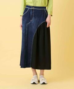 HIROKO BIS / ヒロコビス ロング・マキシ丈スカート | 異素材ジョイントリメイク風デニムスカート