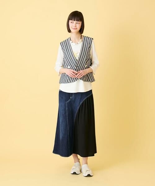 HIROKO BIS / ヒロコビス ロング・マキシ丈スカート | 異素材ジョイントリメイク風デニムスカート | 詳細10