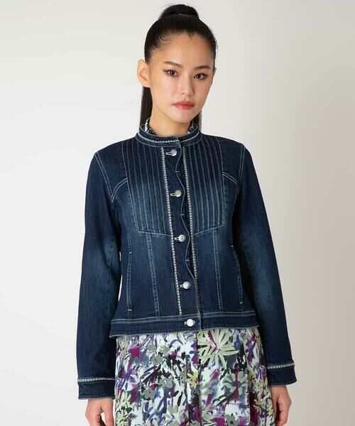 HIROKO BIS / ヒロコビス Gジャン・デニムジャケット | ピンタックデニムジャケット（ネイビー）