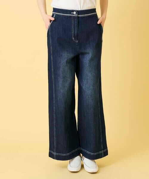 HIROKO BIS / ヒロコビス その他パンツ | ステッチポイントストレッチデニムパンツ（ネイビー）